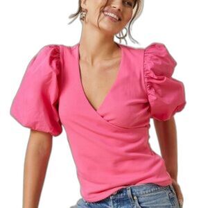 Maeve Pink Puff Sleeve Blouse